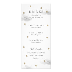 Carte Publicitaire Twinkle Little Star Baby shower Grey Drink Memu