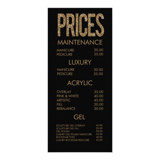 Carte Publicitaire Typographie Parties scintillant Or moderne Salon C (Devant)