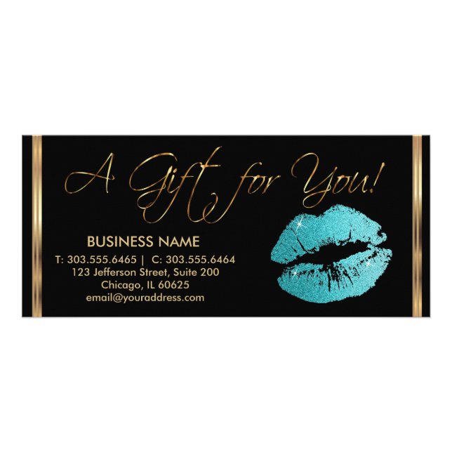 Carte Publicitaire Un Certificat Cadeau Joli Turquoise Lipstick 💋 (Devant)