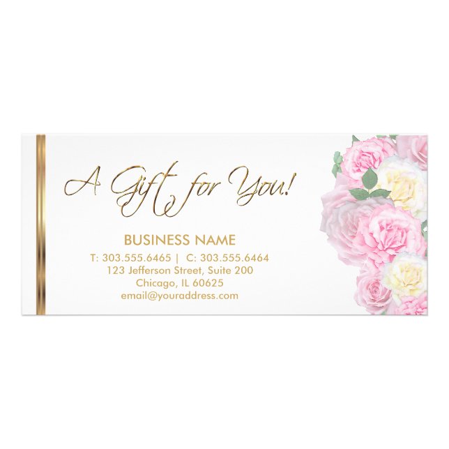 Carte Publicitaire Un Certificat Cadeau Plutôt Rose Floral (Devant)