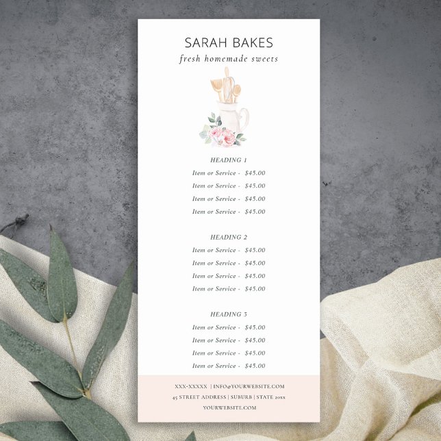 Carte Publicitaire Ustensiles de chasse Floral Whisk Bakery Prix de s (Créateur téléchargé)
