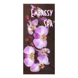 Carte Publicitaire Violet et Orchidée blanche - photo de près