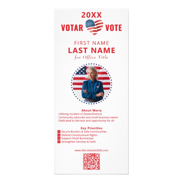 Carte Publicitaire VOTAR VOTE Espagnol Anglais Bilingue Républicain (Devant)