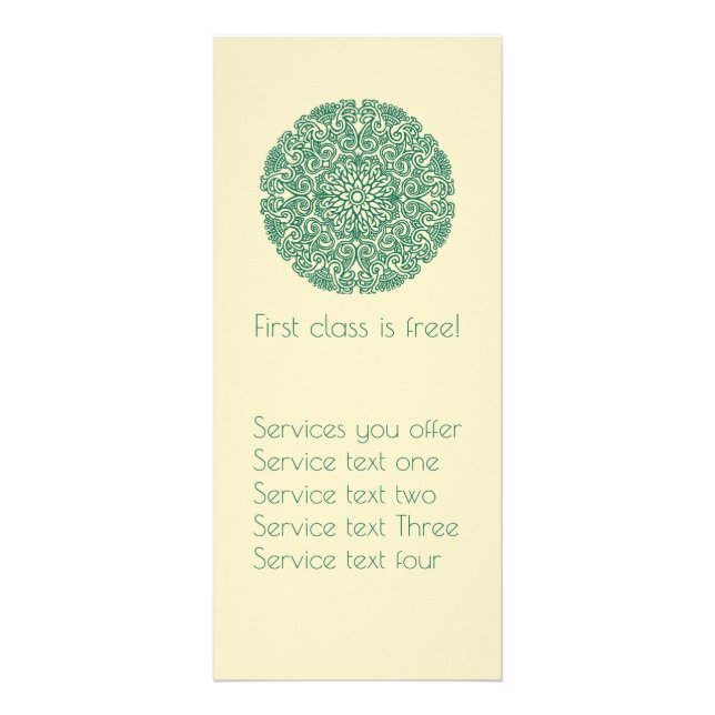 Carte Publicitaire Yoga Mandala Vert Ou Pratique Holistique (Devant)
