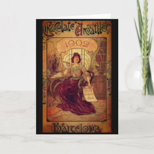 Carte Publicité au chocolat pour femme victorienne