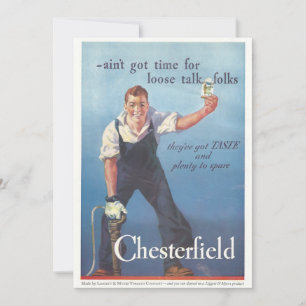 Carte Publicité Chesterfield Cigarettes vintage