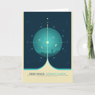 Carte Publicité Sci-Fi, horloge atomique bleue, espace p