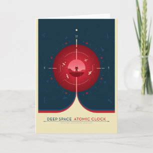 Carte Publicité Sci-Fi, Horloge Atomique Rouge, Espace P