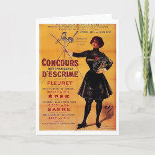 Carte Publicité vintage de Concours d'escrime !