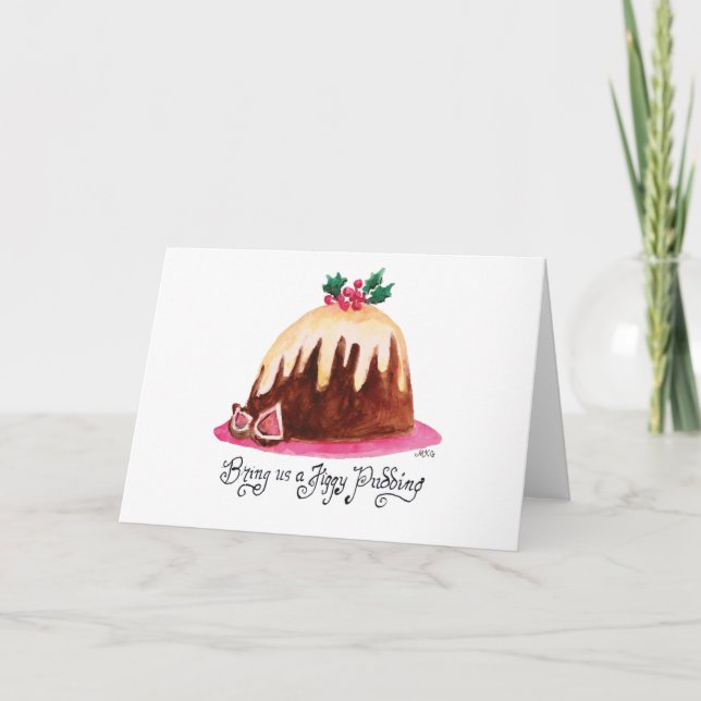 Carte Pudding victorien de Figgy Lettré à la main Noël (Devant)