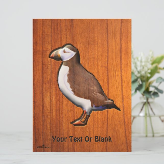 Carte Puffin atlantique sculpté (Debout devant)