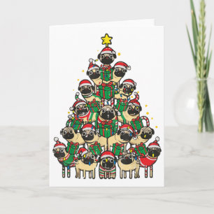 Carte Pug de Noël Arbre Mignon Xmas Garçons Filles Enfan