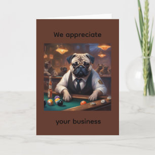 Carte Pug détective à la table de billard appréciation c