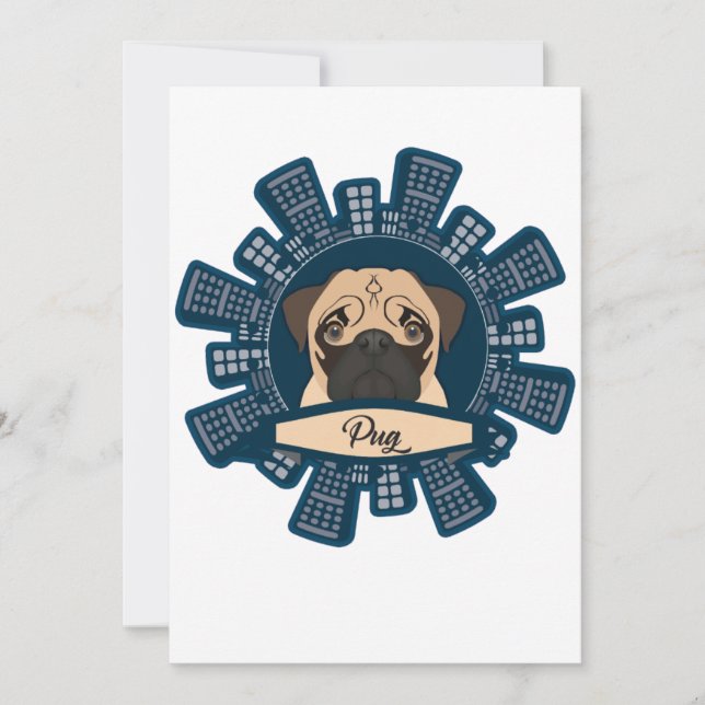 Carte pug en ville (Devant)