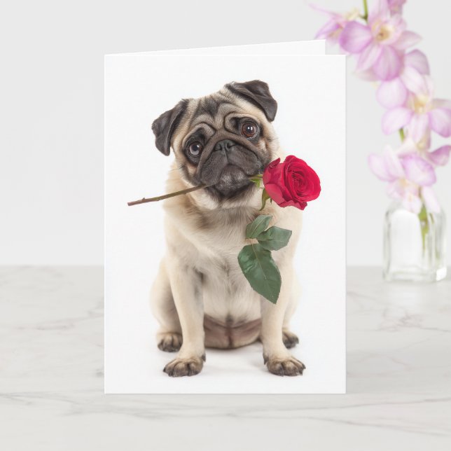Carte Pug Valentin (Orchidée)