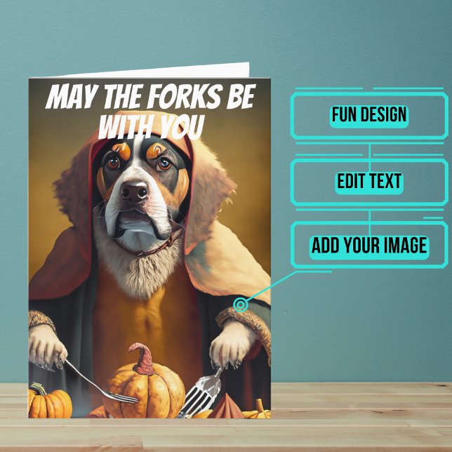 Carte Puisse les fourches être avec vous drôle Thanksgiv (Share your gratitude this year with a Thanksgiving greeting card using a fun and funny design.)