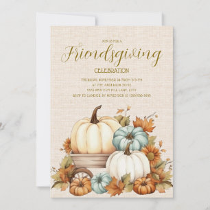 Carte Pumpkins Rustique Sarcelle Blanc Friendsgiving