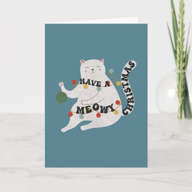 Carte Pun de chat : Joyeux Noël miaou (Devant)