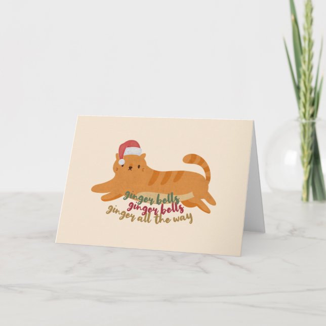 Carte Pun de chat roux de Noël : roux tout le chemin (Devant)