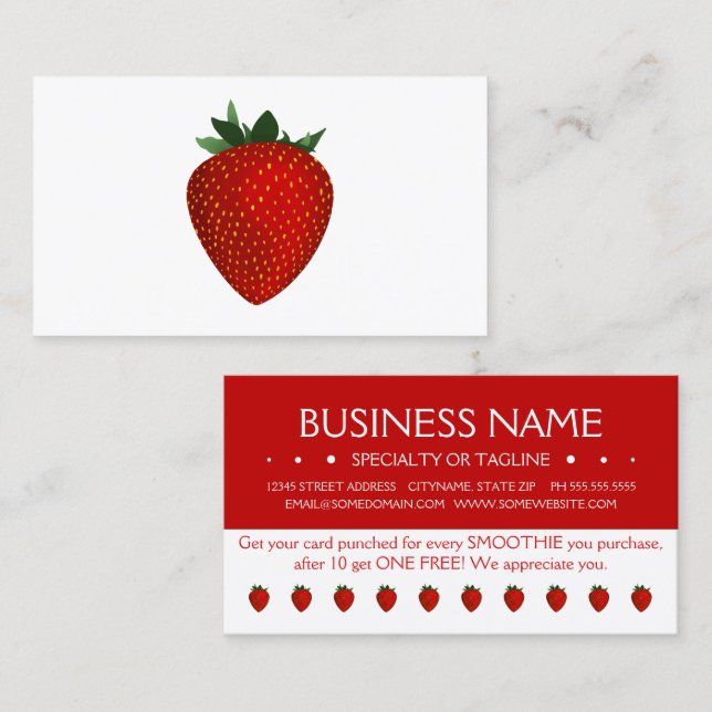 carte punch fidélité aux fraises (Devant / Derrière)