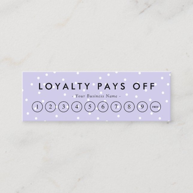 Carte Punch Loyalty Dots Noir & Violet (Devant)