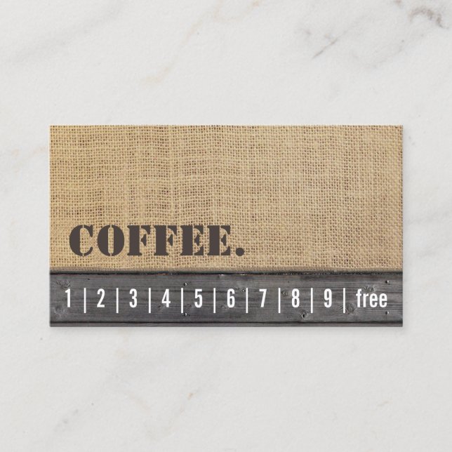 Carte Punch Loyauté | Burlap rustique et café en b (Devant)