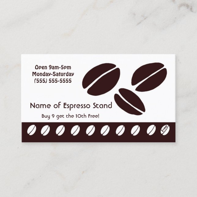 Carte Punch Loyauté pour socle Bean Espresso (Devant)