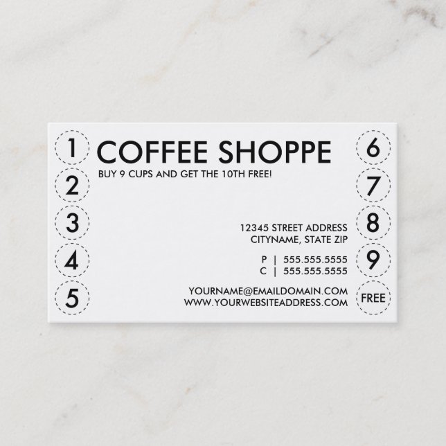 Carte punch SHOPPE CAFÉ (Devant)