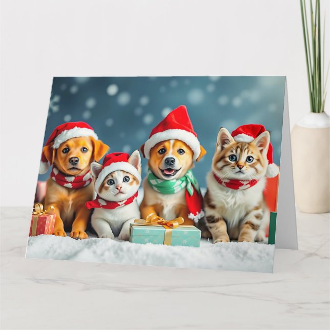 Carte Puppies & Kittens Christmas (Devant)