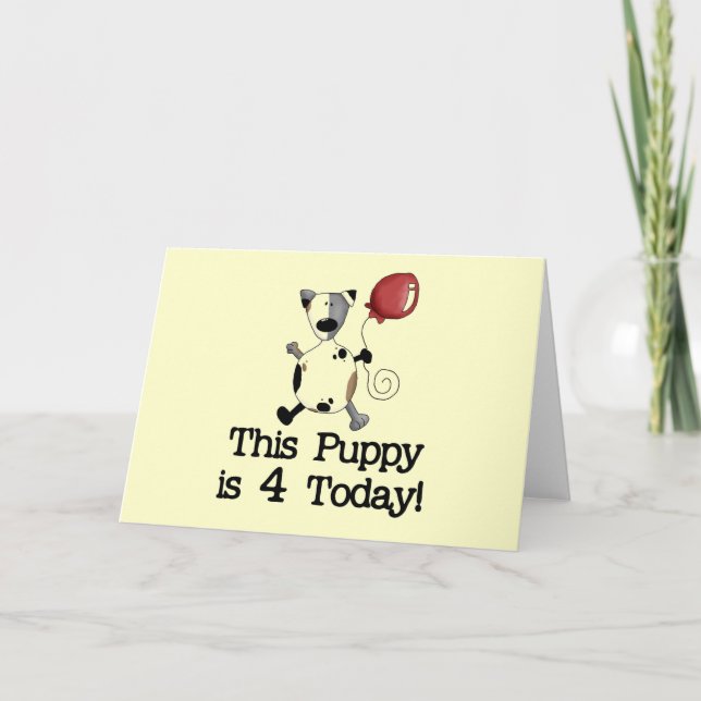 Carte Puppy est 4 Tshirts et cadeaux d'anniversaire (Devant)