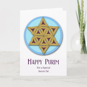 Carte Purim pour secret Pal Hamantaschen Magen David