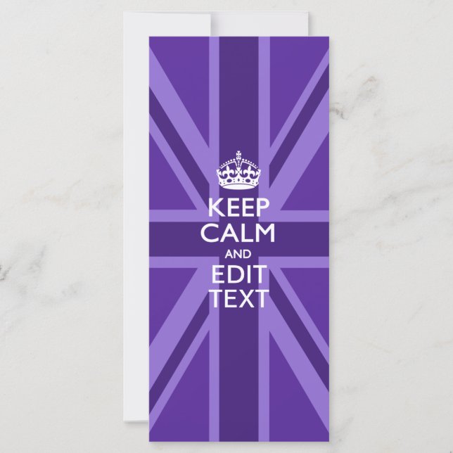 Carte Purple Accent Keep Calm and Your Text Union Jack (Devant)