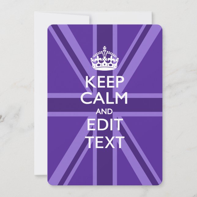 Carte Purple Accent Keep Calm and Your Text Union Jack (Devant)