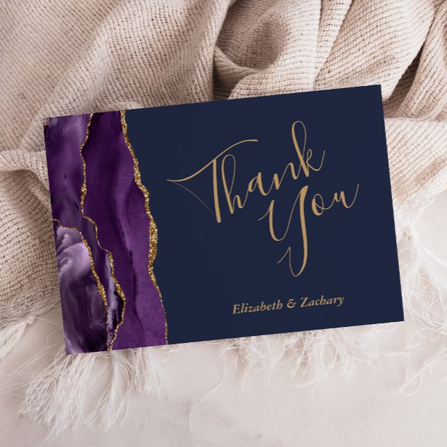 Carte Purple Agate Marine Mariage bleu Merci (Créateur téléchargé)