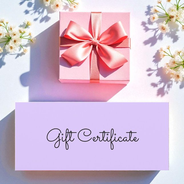 Carte Purple Beauty Simple Business Cadeau Certificat (Créateur téléchargé)