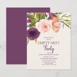 Carte Purple Blush Rose Floral Vide Fête de nid