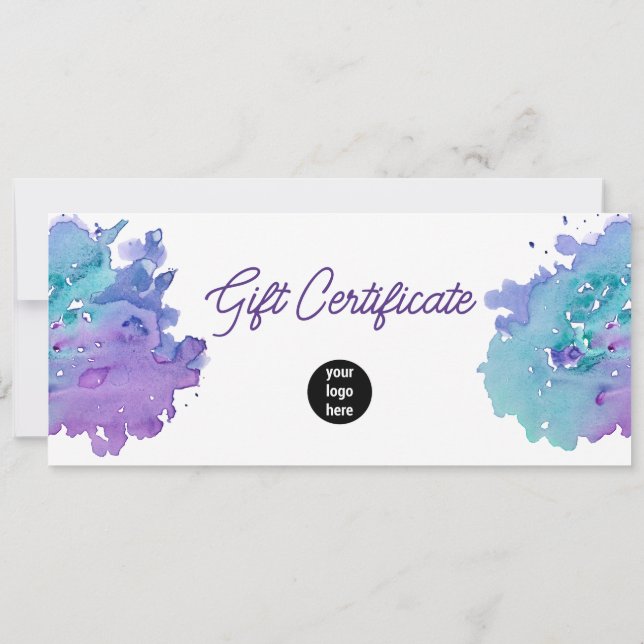 Carte Purple Business Logo QR Code Certificat cadeau (Dos)