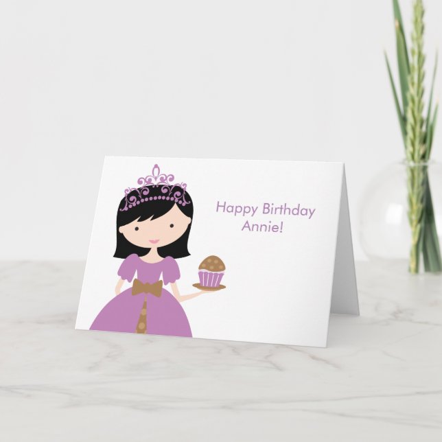 Carte Purple Cupcake Princess Anniversaire (Devant)
