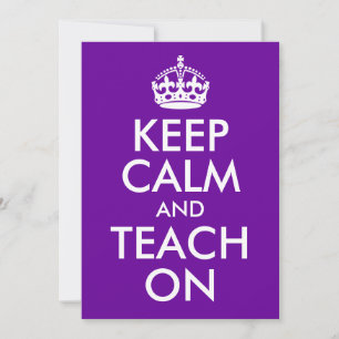 Carte Purple et blanc Gardez le calme et Enseigner