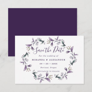 Carte Purple floral Sauvez La Date Mariage Du Printemps