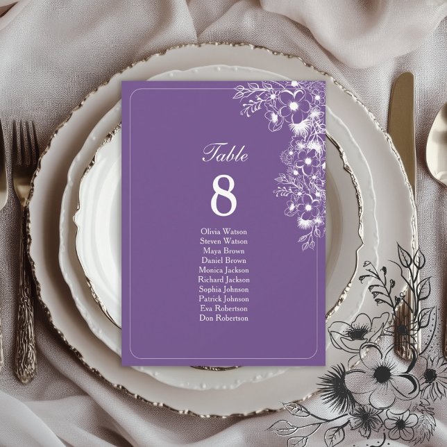 Carte Purple Floral Wedding Seating Chart (Créateur téléchargé)