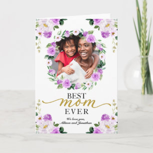 Carte Purple Floral Wreath Meilleure Maman Jour des mère