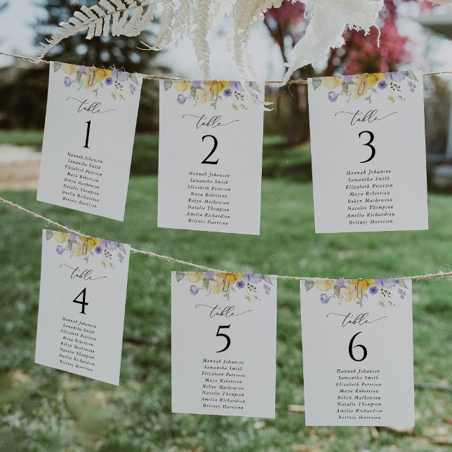 Carte Purple Flower, Yellow Flower, Seating Chart Cards (Créateur téléchargé)