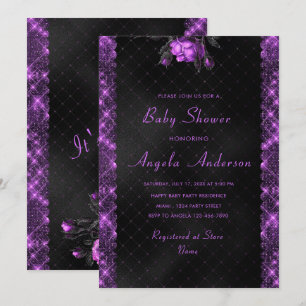 Carte Purple Frame encadré par des mousseux Bébé fille d