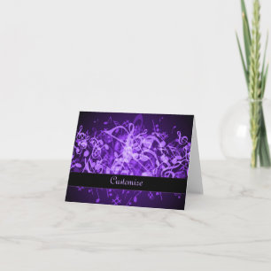 Carte Purple Glow Music Notes Note Card