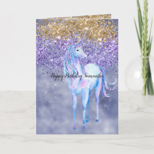 Carte Purple Gold Sparkle Unicorn
