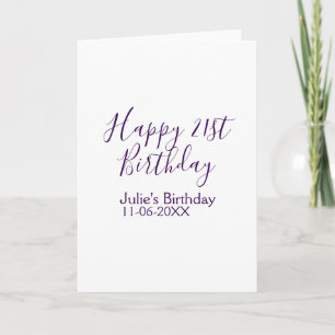 Carte Purple heureux 21e anniversaire nom date Porte - c