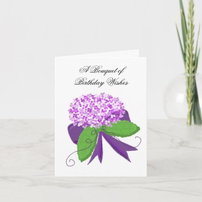 Carte Purple Hydrangea voeux d'anniversaire (Devant)