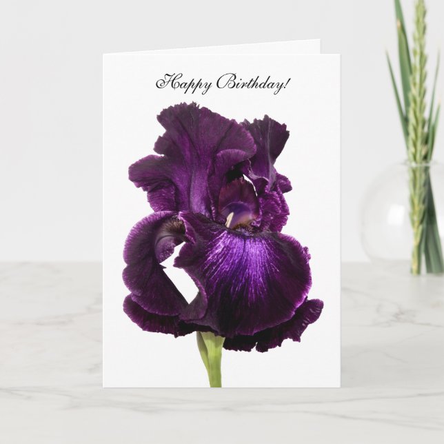 Carte Purple Iris Personnalisé Joyeux Salutation d'anniv (Devant)
