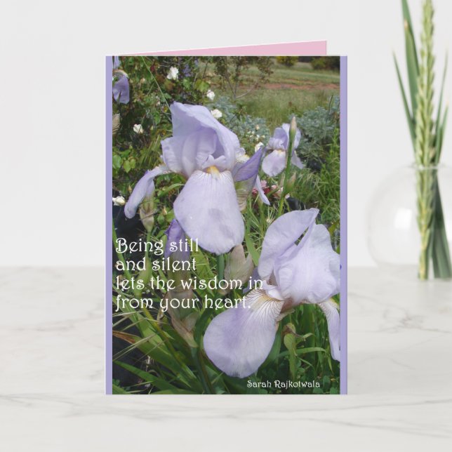 Carte Purple Iris Silencieux Sagesse Carton fleuri Coeur (Devant)